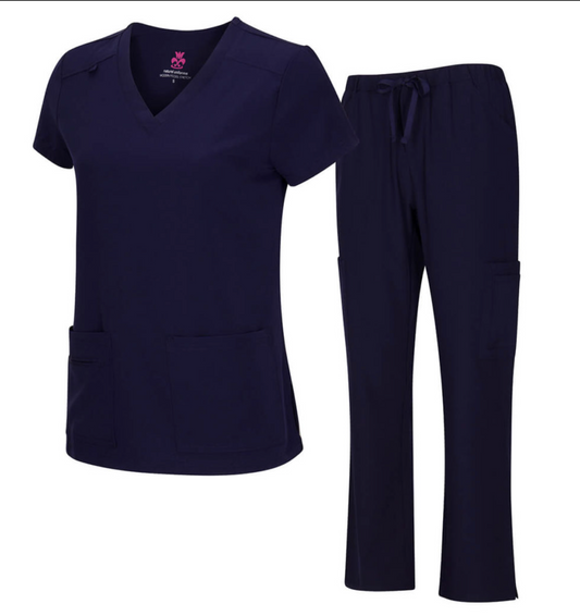 Natural Uniforms Women's Cool Stretch V-Neck Cargo Top and Pant Set